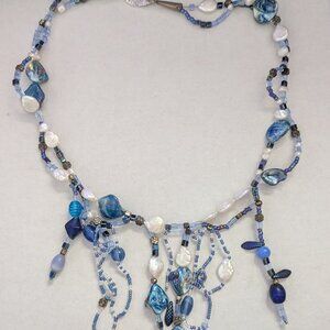 Artisan Genuine Pearl, Abalone, Glass, Beaded Necklace